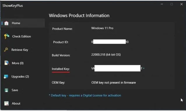کلید محصول ویندوز 11 را با استفاده از ShowKeyPlus پیدا کنید