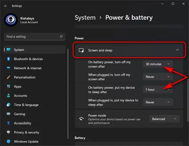 نحوه تغییر تنظیمات Power Mode در ویندوز 11