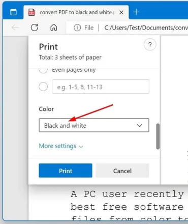 تبدیل PDF رنگی به سیاه و سفید در ویندوز