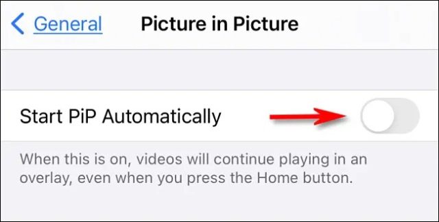 «Start PiP Automatically» را روشن کنید.