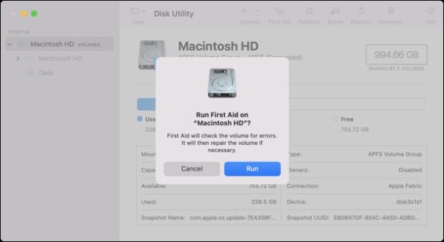 First Aid را در Disk Utility در macOS اجرا کنید