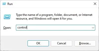 با استفاده از Run Dialog Box، کنترل پنل را در ویندوز 11 باز کنید
