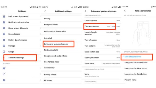 گرفتن اسکرین شات در Xiaomi Redmi Note 7 Pro با استفاده از سه انگشت
