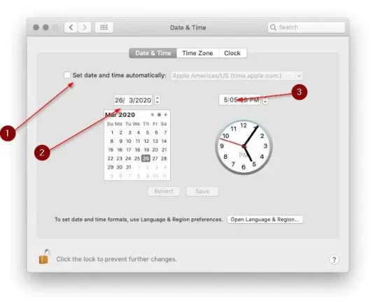 نحوه تغییر دستی تاریخ و زمان در macOS