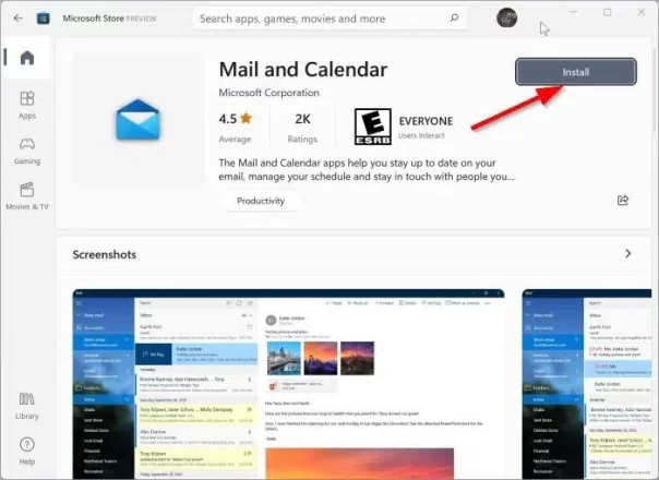 نصب مجدد برنامه Mail در ویندوز 11