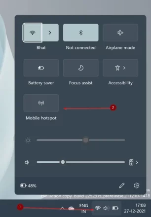 هات اسپات موبایل را از طریق تنظیمات سریع در ویندوز 11 فعال کنید.