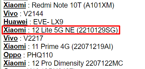 گوشی Xiaomi 12 Lite 5G NE