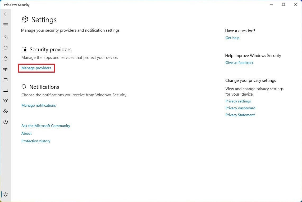 نحوه غیر فعال کردن آنتی ویروس Microsoft Defender در ویندوز 11 5 تنظیمات Security Providers را باز کنید