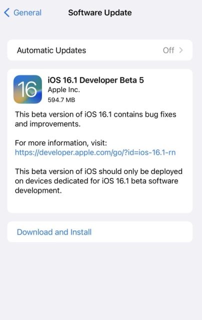 اپل iOS 16.1 بتا 