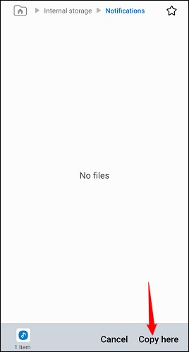 چگونه صدای نوتیفیکیشن های سامسونگ را شخصی سازی کنیم 10 'Copy Here' را در پایین انتخاب کنید.