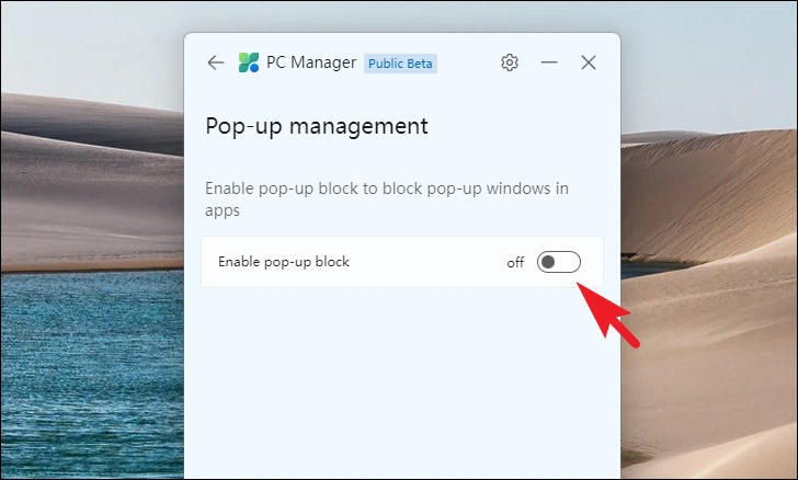 در نهایت سوییچ Enable pop-up block را در حالت روشن قرار دهید