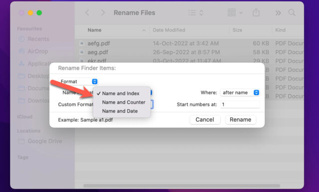 تغییر نام دسته ای فایل ها در مک از طریق گزینه Format
