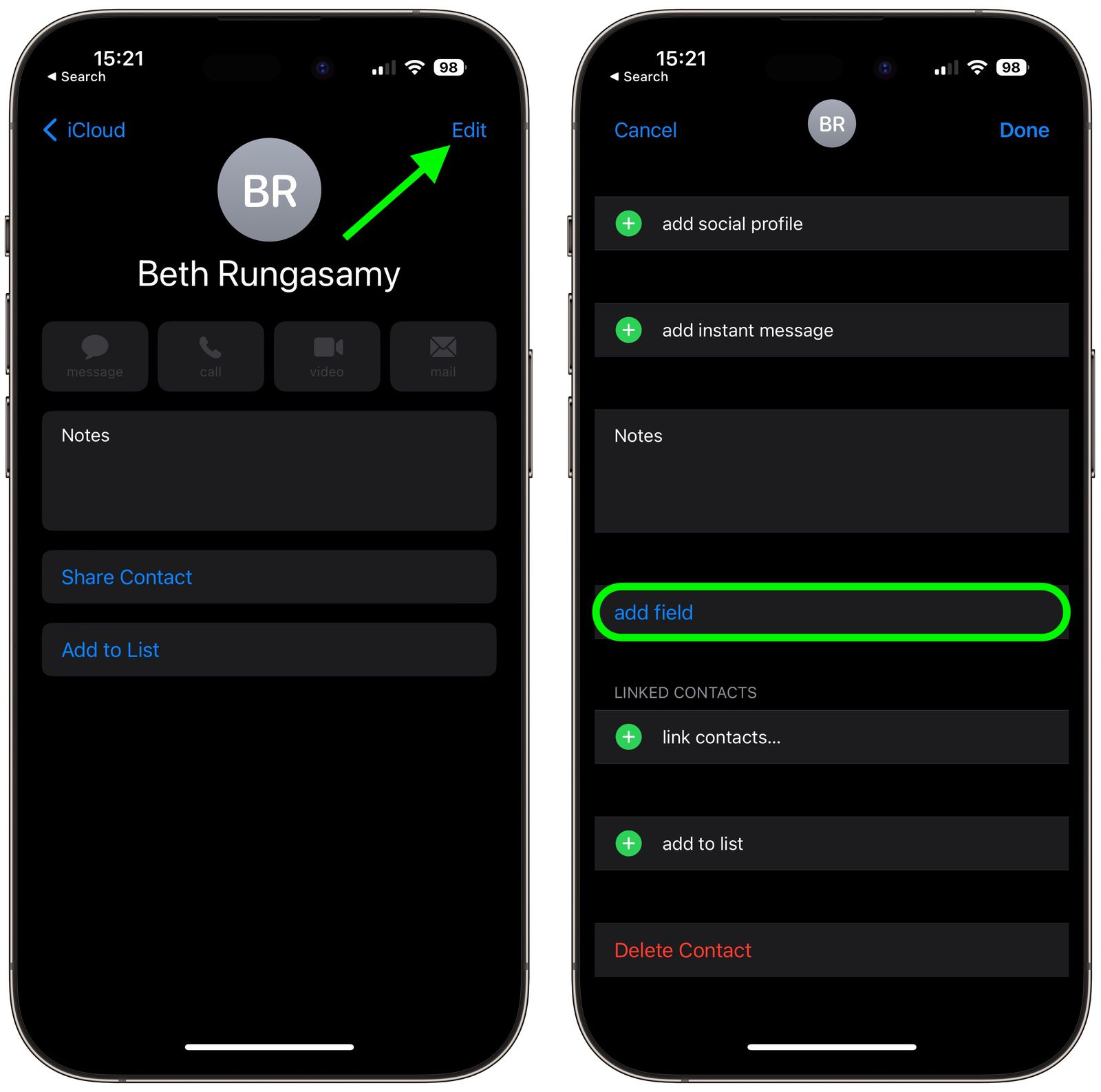 نحوه تصحیح تلفظ نام ها توسط Siri 1 مخاطب