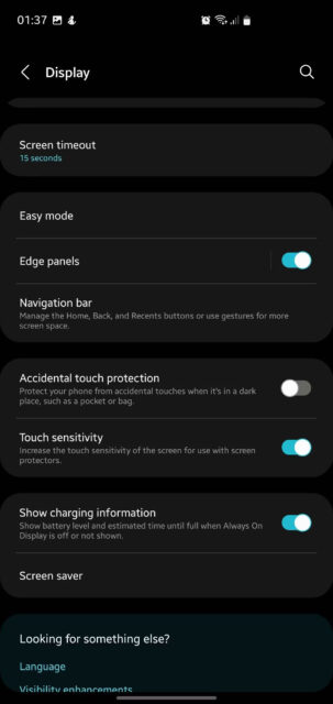 اسکرین شات گزینه Increase Touch Sensitivity در گوشی اندروید