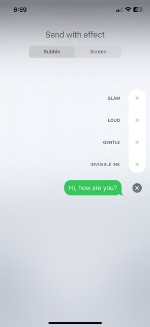 اثر حباب iMessage