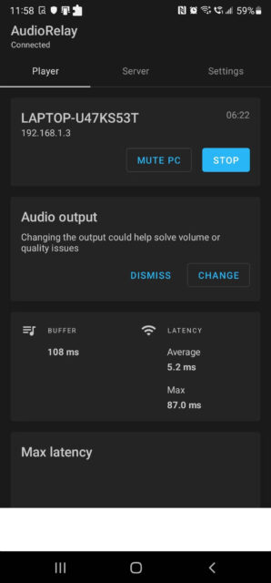 Audiorelay اندروید استریم را متوقف می کند