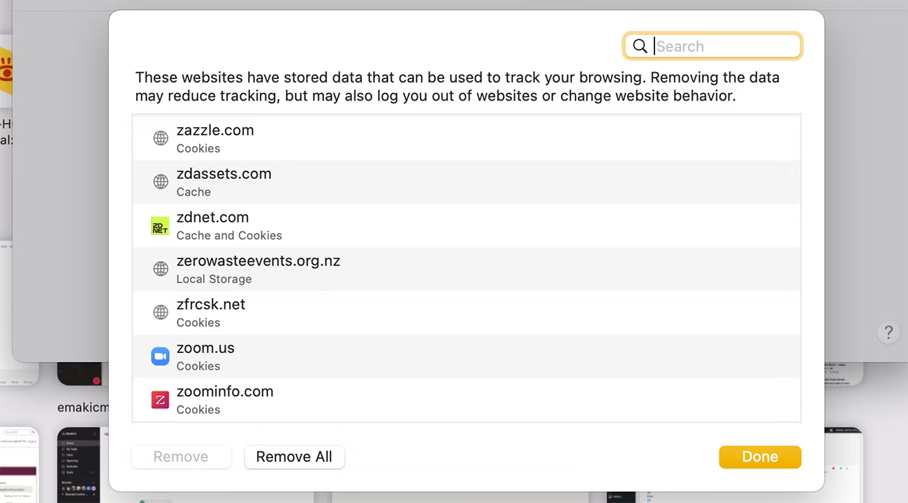 حذف داده های وب سایت در مرورگر سافاری در مک