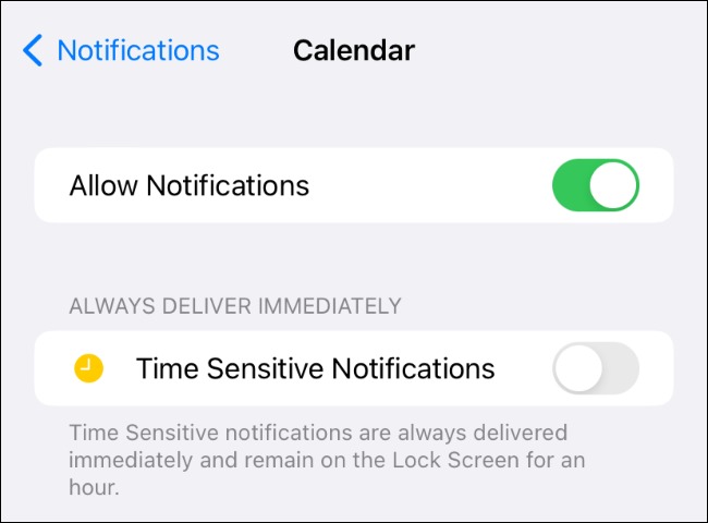 اجازه تغییر اعلان‌ها در تنظیمات برنامه Calendar در iPhone