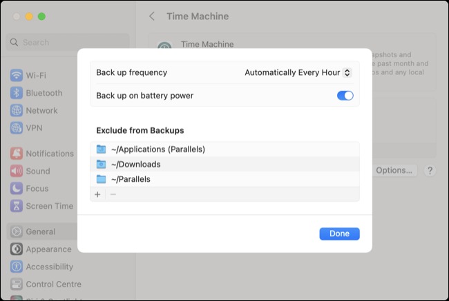 پوشه‌ها را از پشتیبان‌گیری Time Machine در macOS 13 Ventura حذف کنید