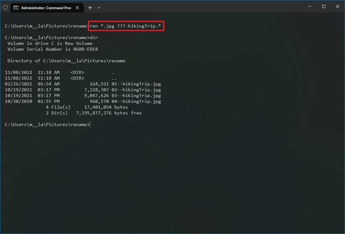 Command Prompt چندین فایل را تغییر نام دهید