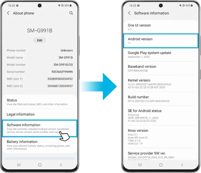 Software information را انتخاب کنید