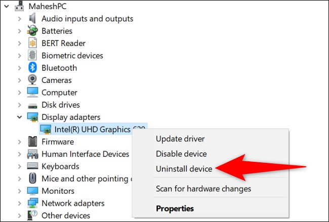 نحوه حذف نصب Display drivers در ویندوز 10