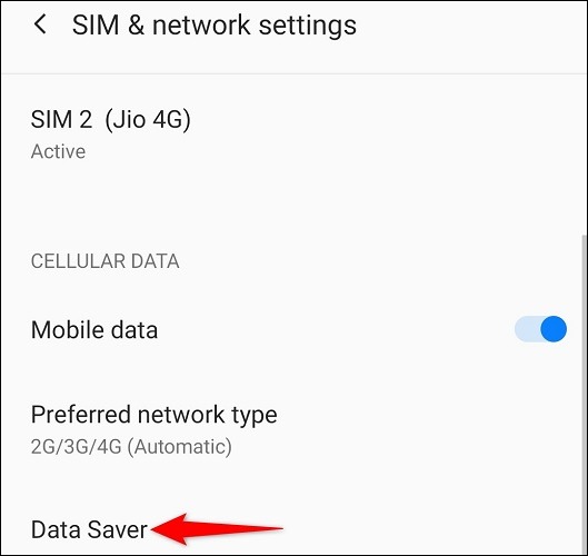 'Data Saver' را انتخاب کنید.
