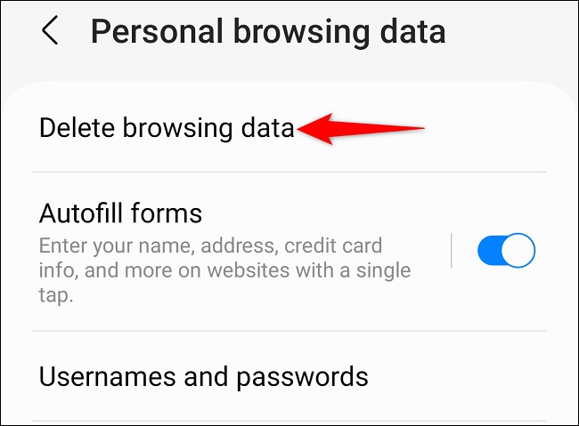 'حذف داده های مرور' را انتخاب کنید.