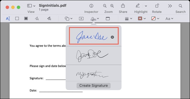 امضای دوربین در منوی Sign