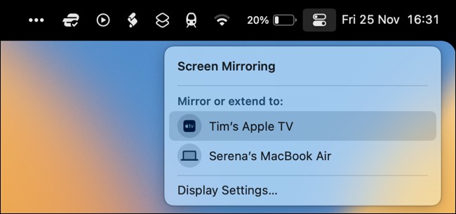 انعکاس صفحه نمایش AirPlay در macOS 13 Ventura