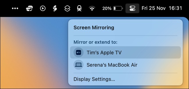 انعکاس صفحه نمایش AirPlay در macOS 13 Ventura