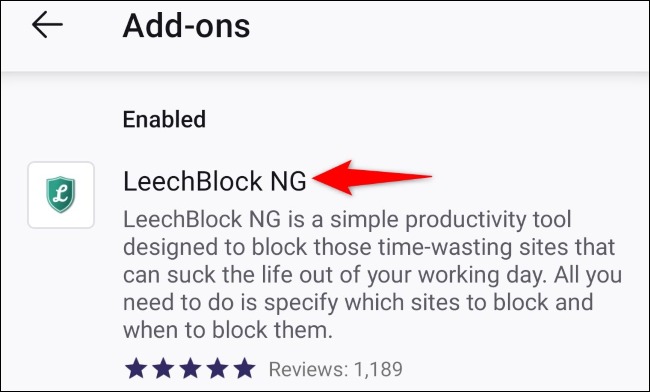 LeechBlock NG را انتخاب کنید.