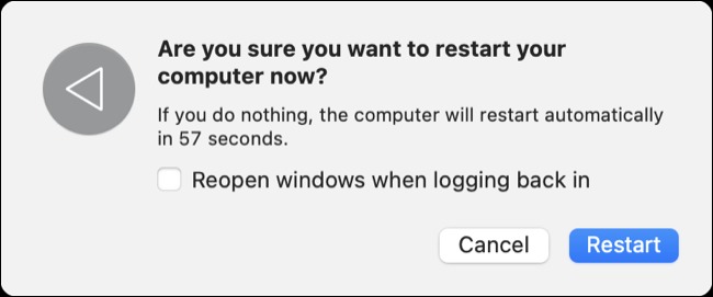 macOS را بدون باز کردن مجدد برنامه ها در هنگام ورود مجدداً راه اندازی کنید