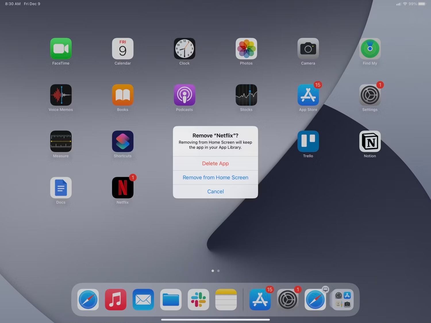 حذف یک برنامه در iPad