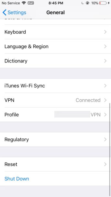 تنظیمات VPN در آیفون