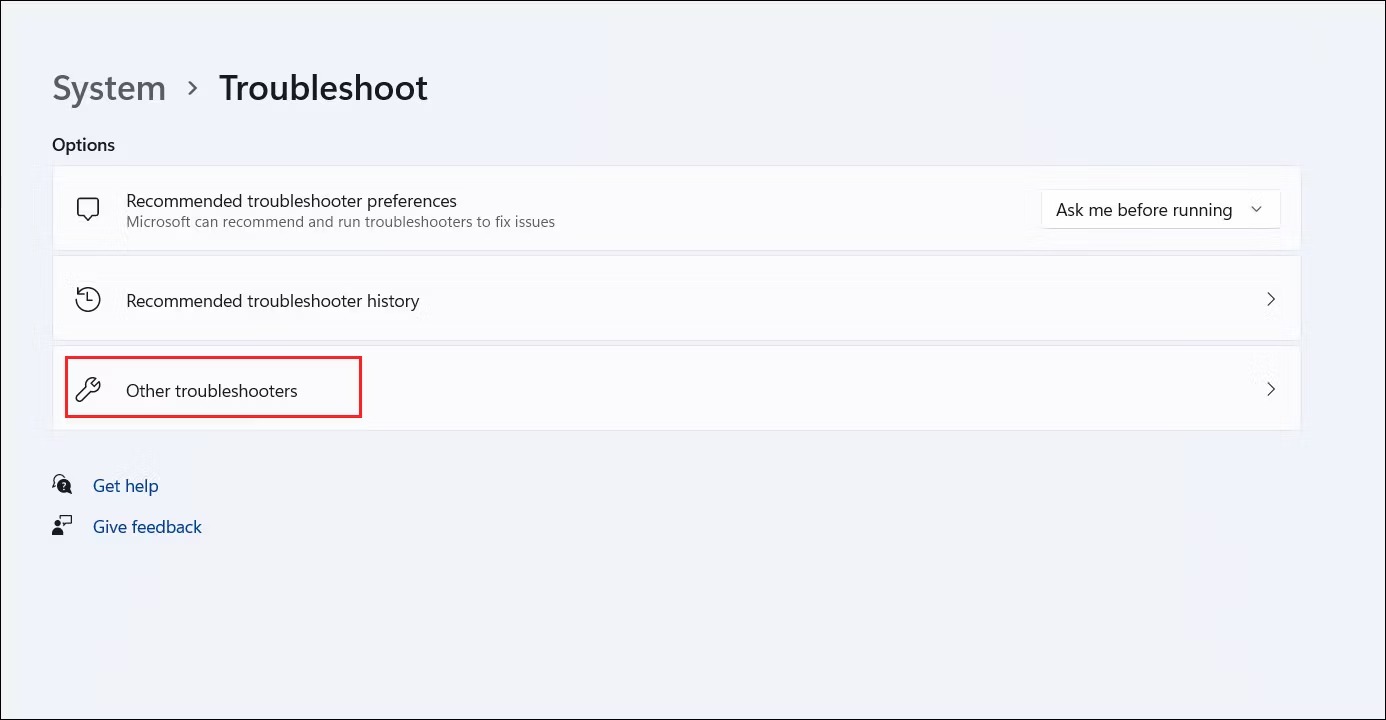 روی Other troubleshooters کلیک کنید