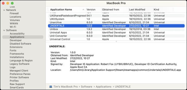 برنامه 'Kind' را در اطلاعات سیستم در macOS بررسی کنید