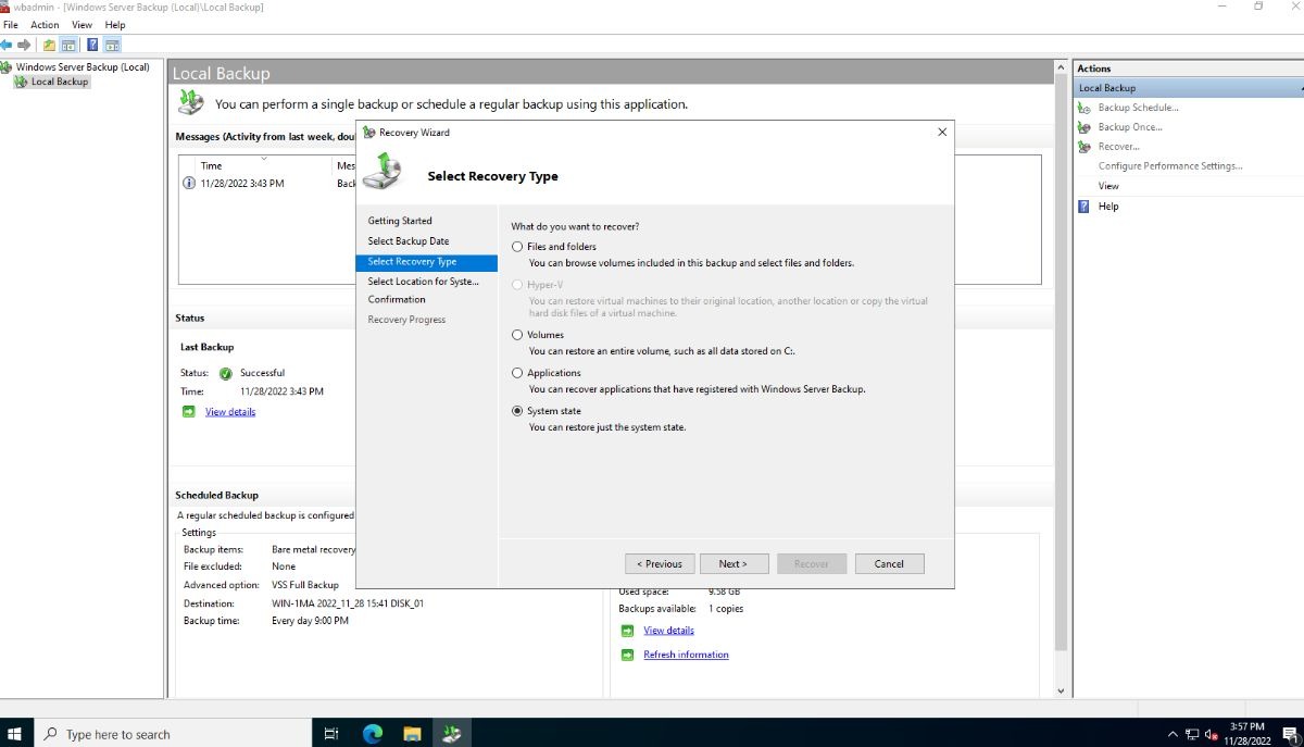 نحوه پشتیبان گیری از Windows Server در ویندوز 10