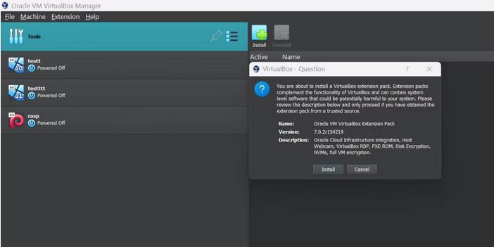 نحوه ارتقاء به VirtualBox 7.0 در ویندوز 11 4 بسته برنامه افزودنی جدید را نصب کنید