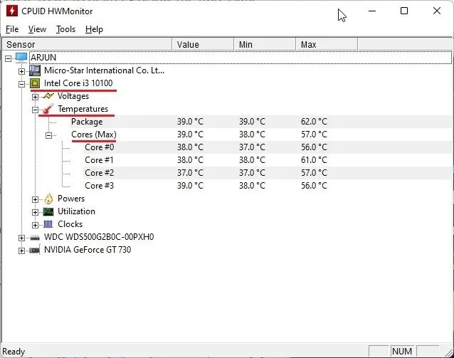 دمای CPU را در ویندوز 11 با HWMonitor بررسی کنیددمای CPU را در ویندوز 11 با HWMonitor بررسی کنید