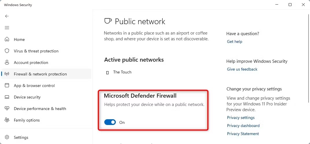 فایروال را با استفاده از امنیت ویندوز غیرفعال کنید