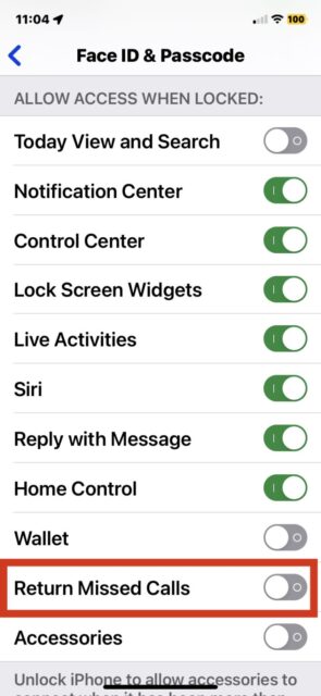 چگونه Missed Call Return را از صفحه قفل آیفون غیر فعال کنیم 1 بازگشت تماس های تلفنی از دست رفته از صفحه قفل آیفون را ممنوع کنید