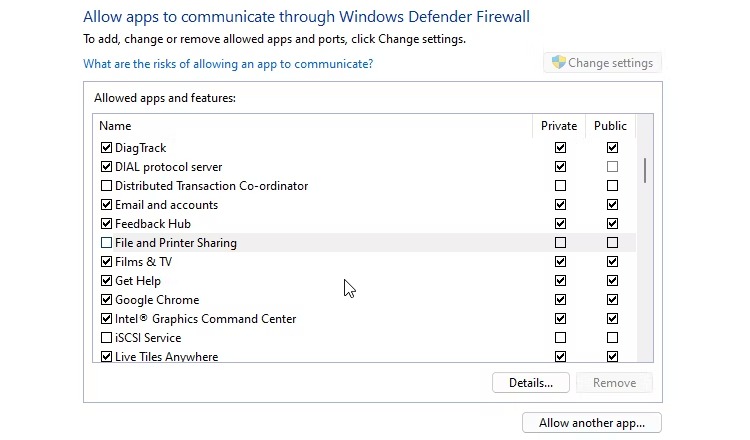 تنظیمات فایروال ویندوز