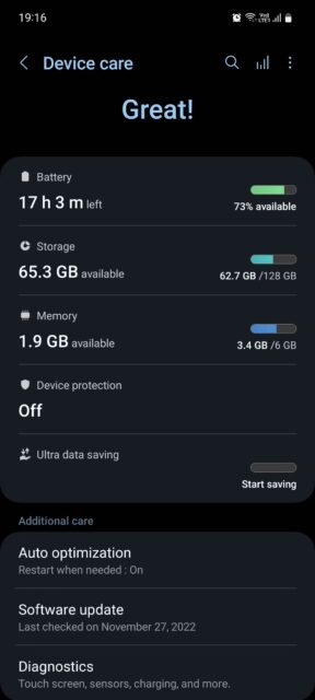 نحوه بهبود خودکار عملکرد گوشی سامسونگ 1 منوی مراقبت از دستگاه Samsung One UI