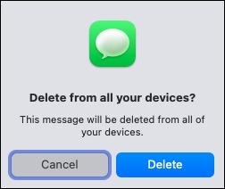 تایید برای حذف یک پیام