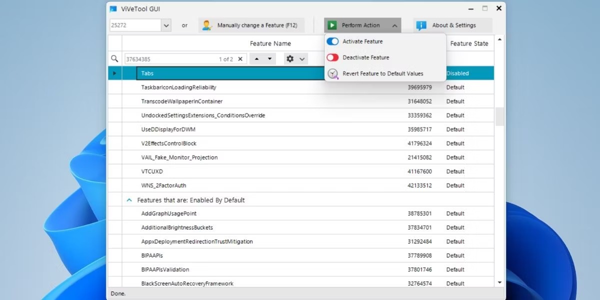 با استفاده از نسخه رابط کاربری گرافیکی ViVeTool، برگه های File Explorer را غیرفعال کنید