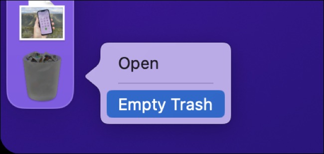 برای پاک کردن دائمی موارد، 'Empty Trash' را انتخاب کنید