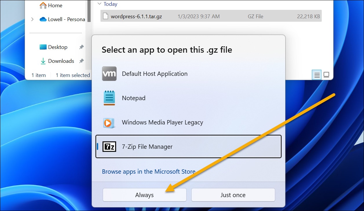 tar.gz را با 7-zip باز کنید