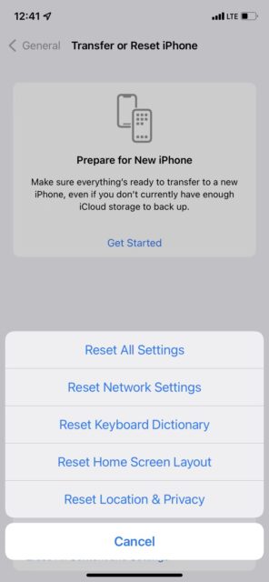 گزینه های تنظیم مجدد آیفون در iOS 15