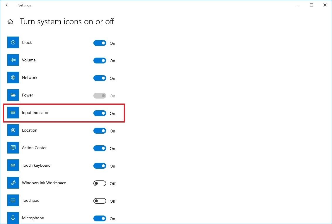Windows 10 Input Indicator را فعال می کند
